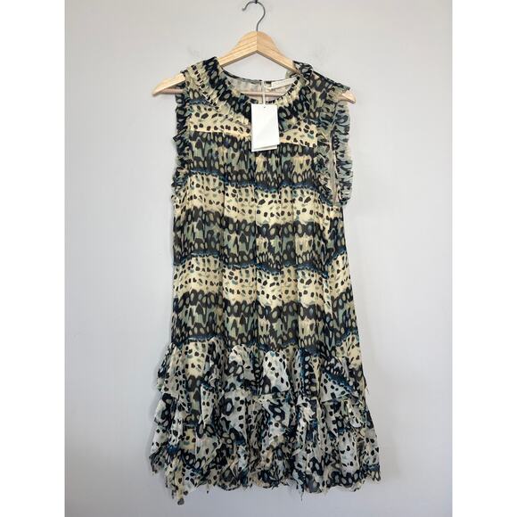 NWT Ulla Johnson Miri Abstract-Print Shift Silk Mini Dress Mariposa Size: 8 - Picture 2 of 8
